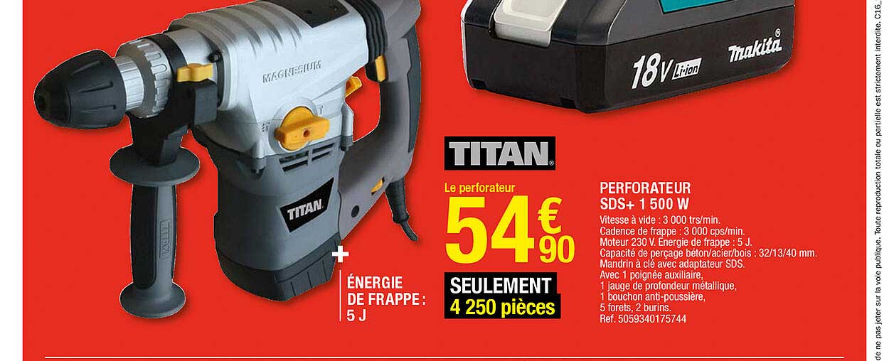 perforateur sds+ 1 500 w titan