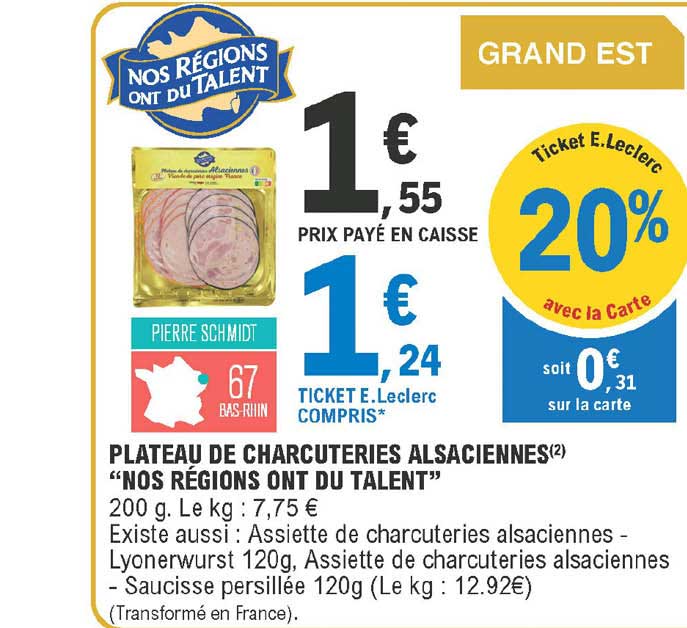 plateau de charcuteries alsaciennes "nos régions ont du talent"