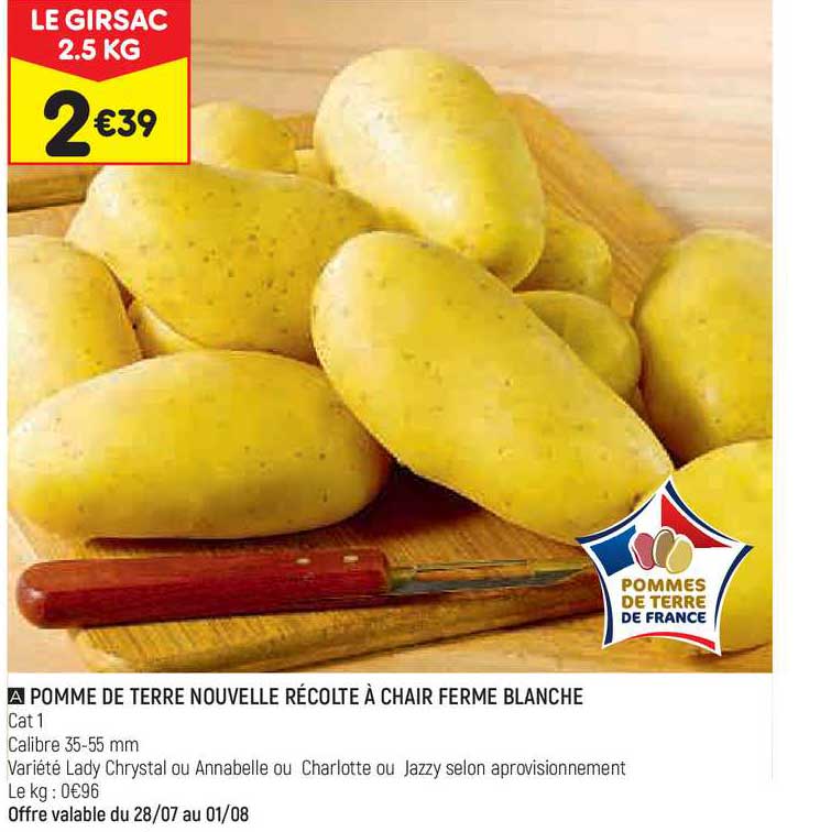 pomme de terre nouvelle récolte à chair ferme blanche