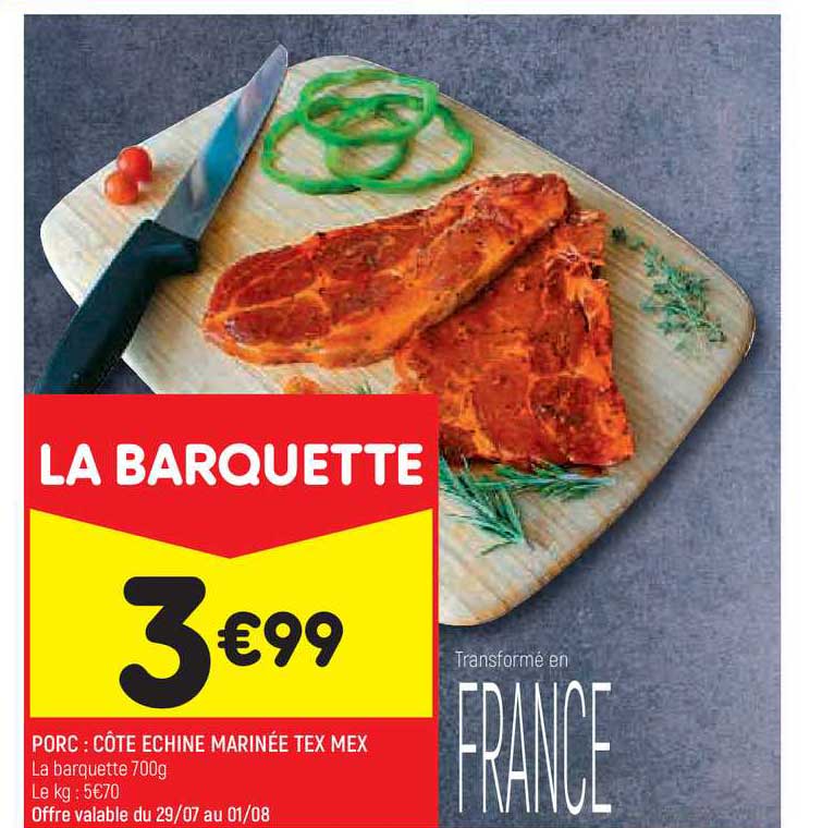 porc : côte échine marinée tex mex