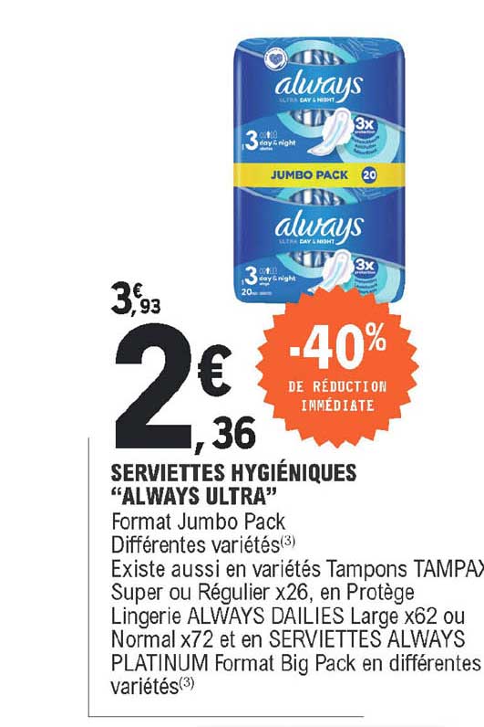serviettes hygiéniques "always ultra"