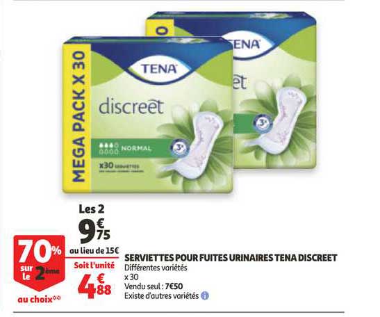 serviettes pour fuites urinaires tena discreet