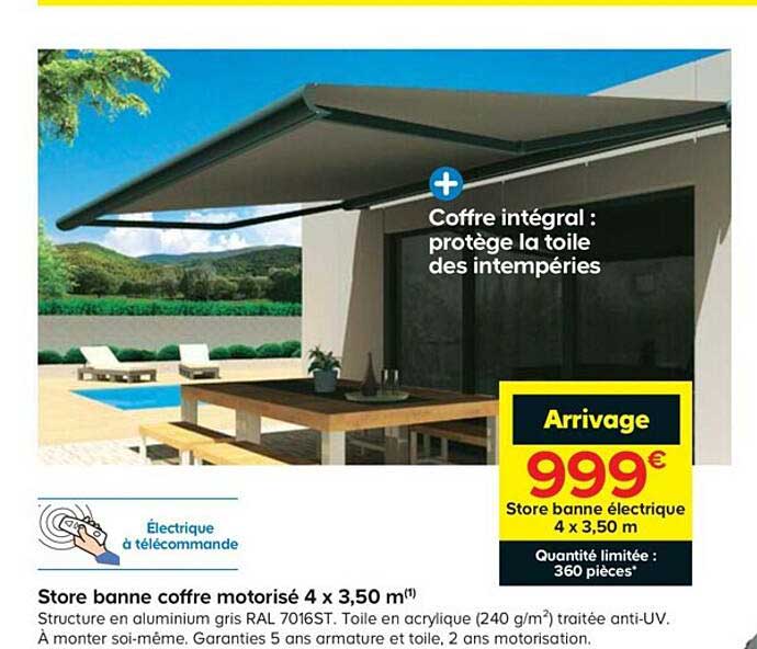 store banne coffre motorisé 4  x  3.50 m