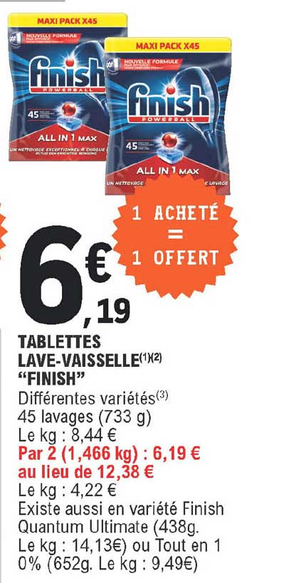 tablettes lave-vaisselle "finish"