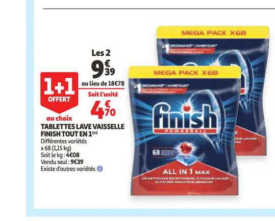 tablettes lave vaisselle finish tout en 1