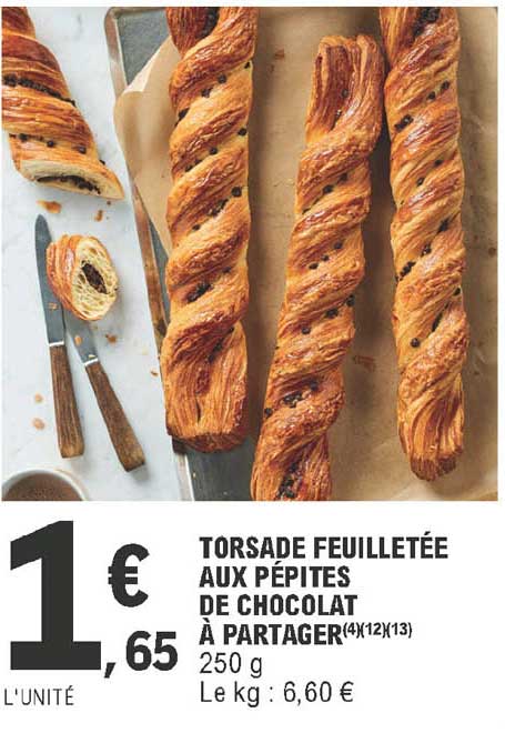torsade feuilletée aux pépites de chocolat à partager