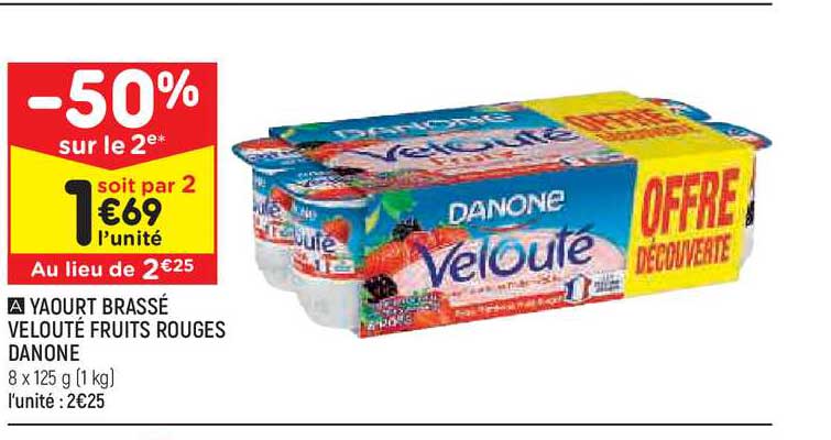 Yaourt Brassé Velouté Fruits Rouges Danone