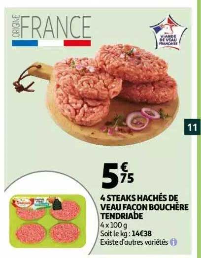 4 steaks hachés de veau façon bouchère tendriade
