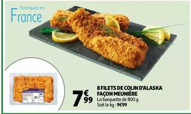 8 filets de colin d'alaska façon meunière