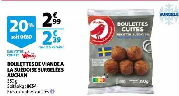 Boulettes De Viande à La Suédoise Surgelées Auchan