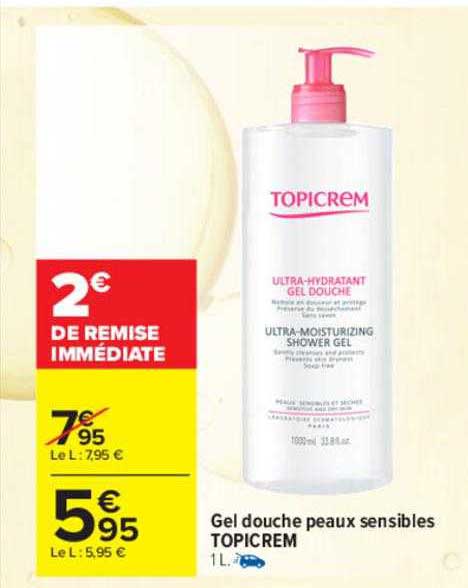 gel douche peaux sensibles topicrem
