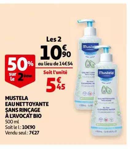 mustela eau nettoyante sans rinçage à l'avocat bio