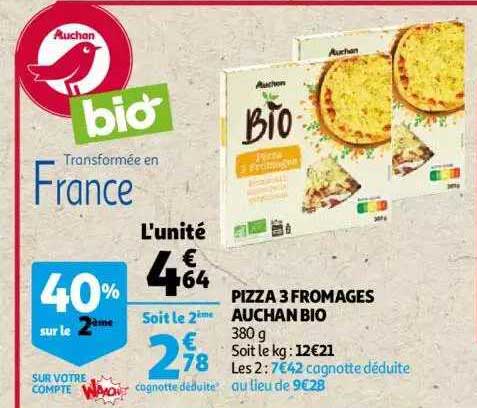 Pizza 3 Fromages Auchan Bio