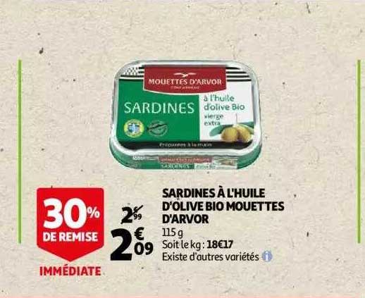 sardines à l'huile d'olive bio mouettes d'arvor