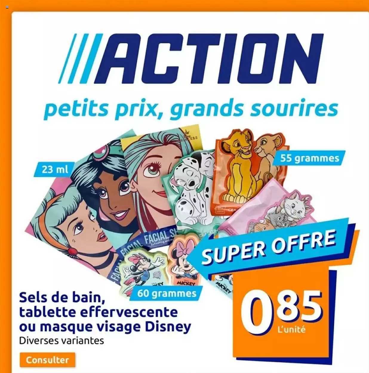 sels de bain tablette effervescente ou masque visage disney