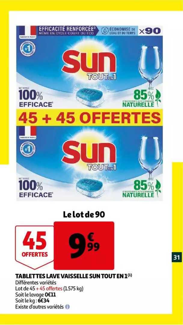 tablettes lave vaisselle sun tout en 1
