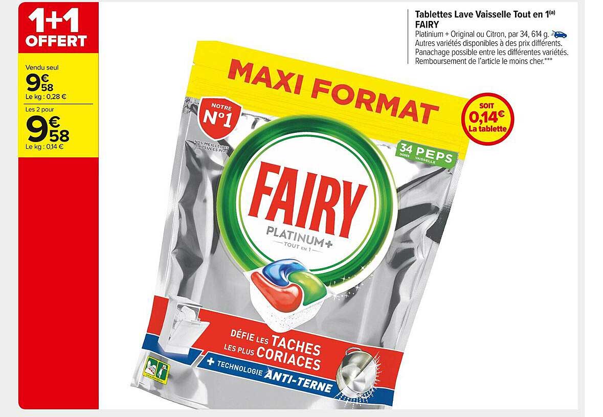 tablettes lave vaisselle tout en 1 fairy