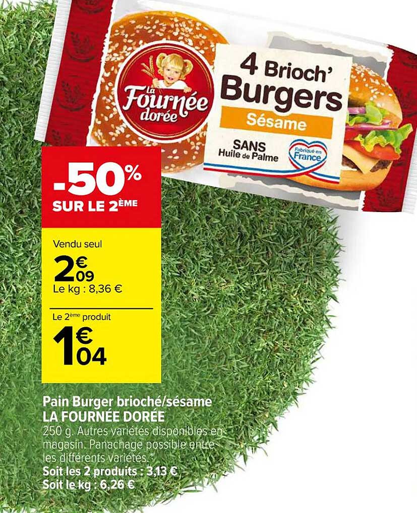 pain burger brioché/sésame la fournée dorée