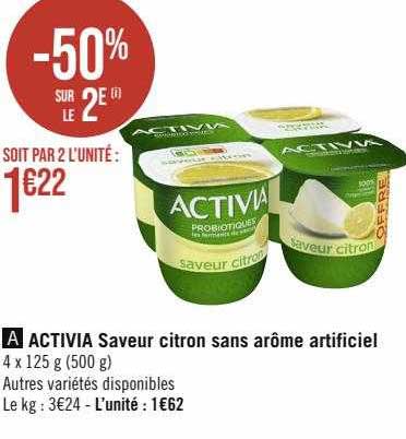 activia saveur citron sans arôme artificiel