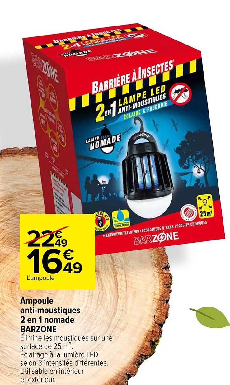 ampoule anti-moustiques 2 en 1 nomade barzone