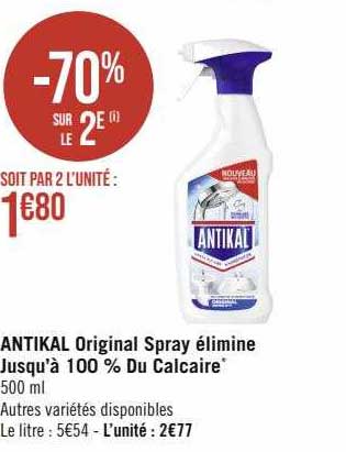 antikal original spray élimine jusqu'à 100% du calcaire