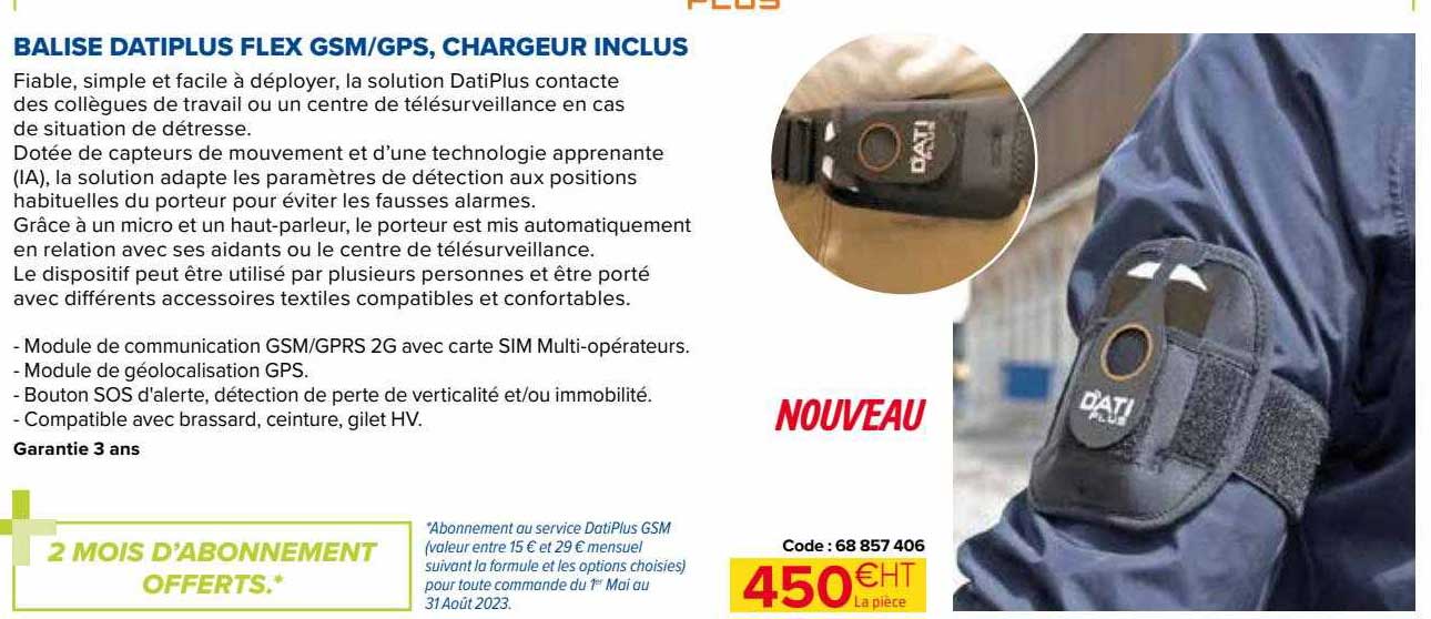 balise datiplus flex gsm/gps, chargeur inclus