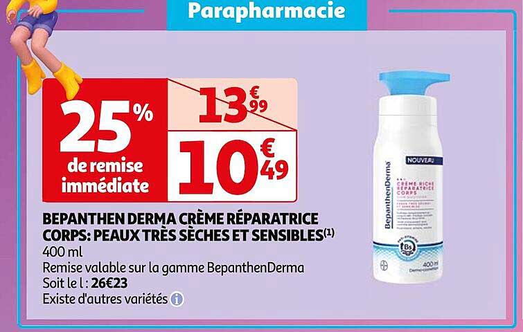 bepanthen derma crème réparatrice corps : peaux très sèches et sensibles