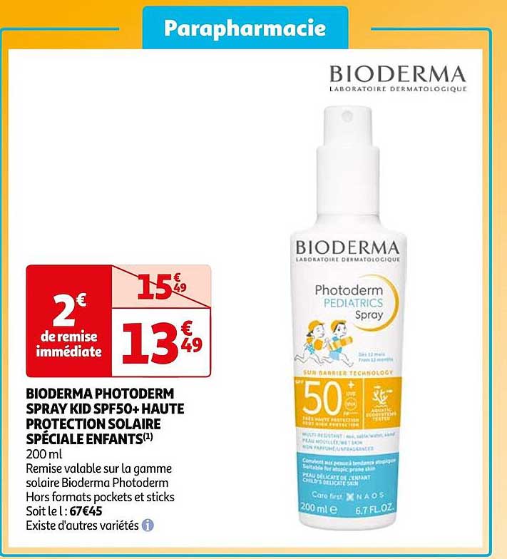 bioderma photoderm spray kid spf50+ haute protection solaire spéciale enfants
