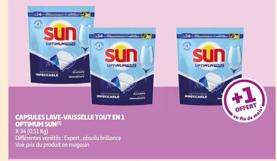 capsules lave-vaisselle tout en 1 optimum sun