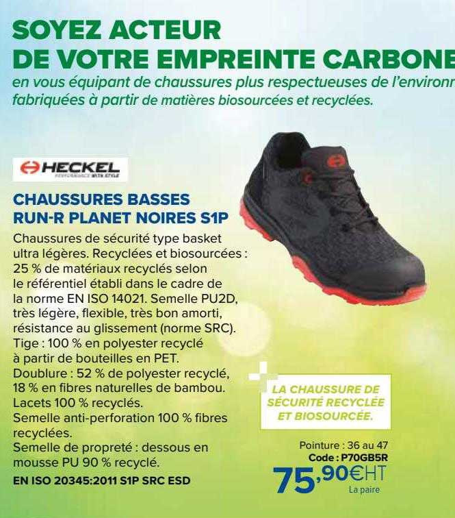 chaussures basses run-r planet noires s1p heckel