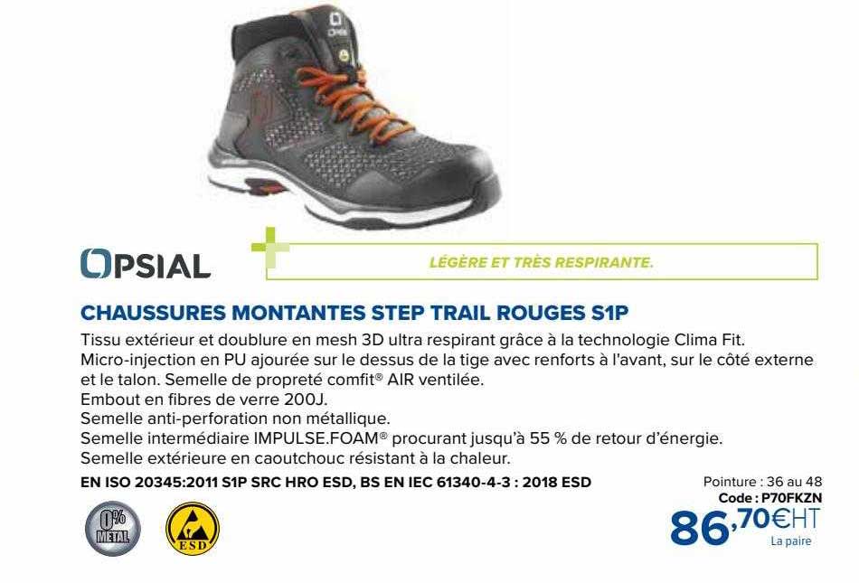 chaussures montantes step trail rouges s1p