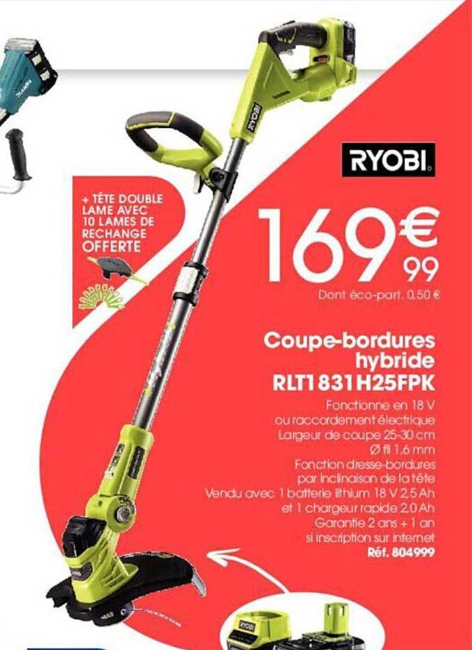 Coupe-bordures Hybride Rlt1 831h25fpk Ryobi