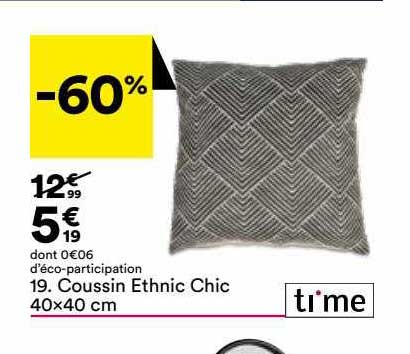 coussin éthnic chic 40 x 40 cm ti'me
