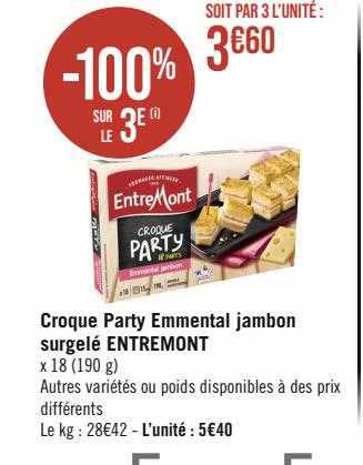 Croque Party Emmental Jambon Surgelé Entre Mont