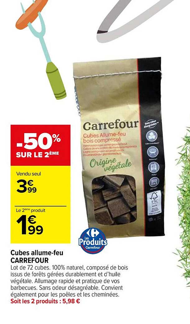 cubes allume-feu carrefour