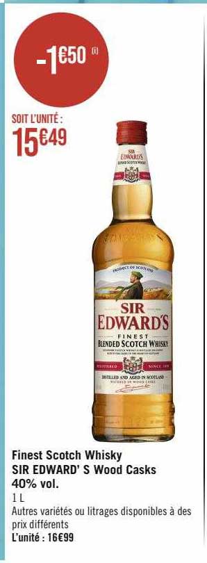finest scotch whisky sir edward's wood casks 40% vol.