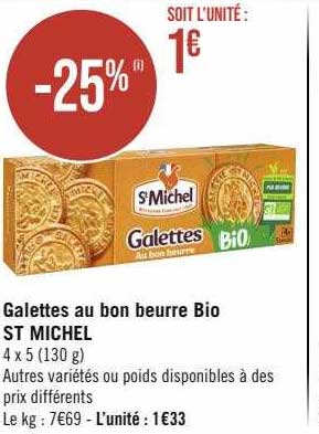 Galettes Au Bon Beurre Bio St Michel