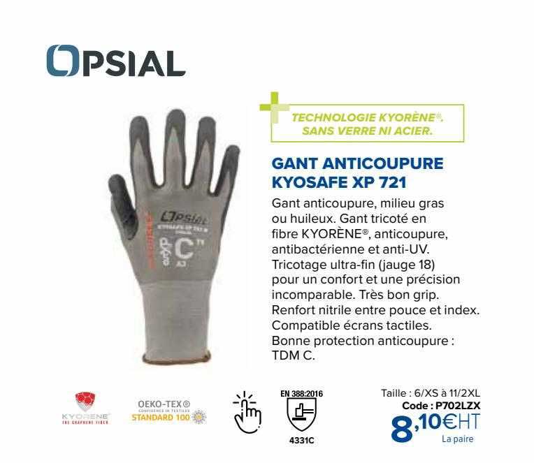 gant anticoupure kyosafe xp 721 opsial