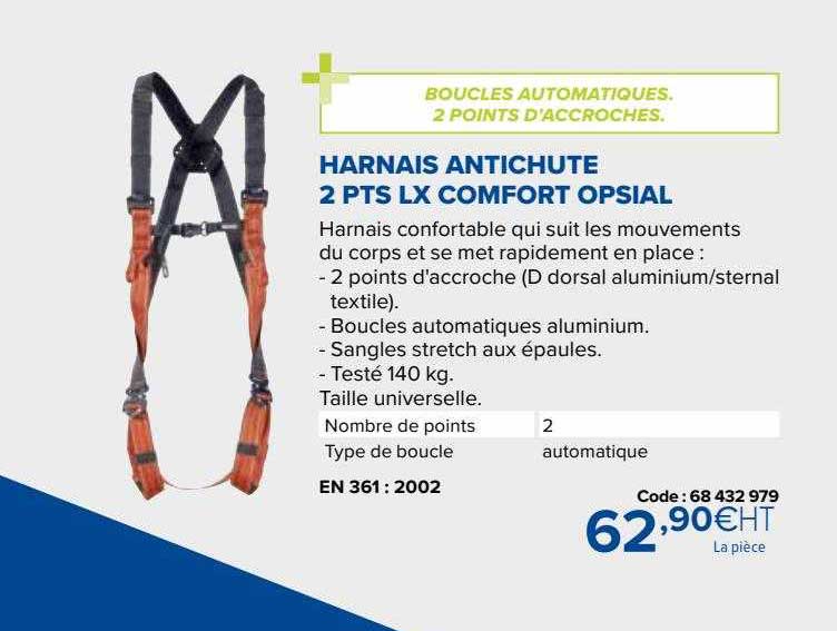 harnais antichute 2 pts lx comfort opsial