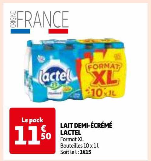 Lait Demi-écrémé Lactel