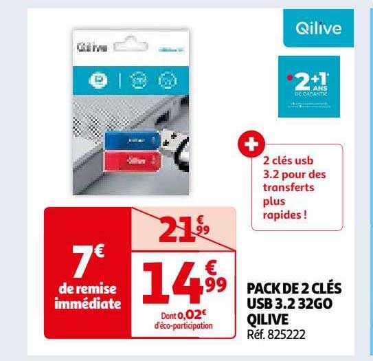 pack de 2 clés usb 3.2 32go qilive