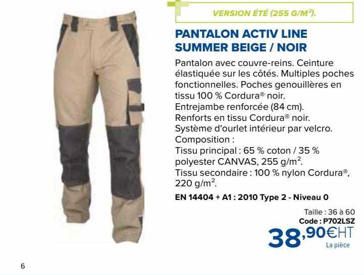 pantalon activ line summer beige/noir
