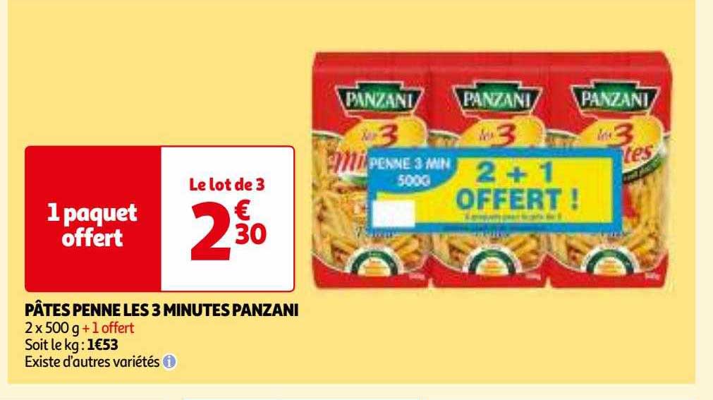 pâtes penne les 3 minutes panzani