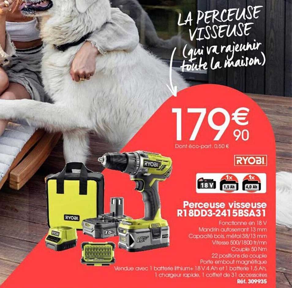 Perceuse Visseuse R18dd3-2415bsa31 Ryobi