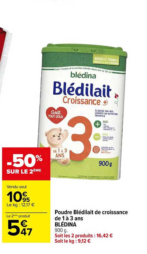 poudre blédilait de croissance de 1 à 3 ans blédina