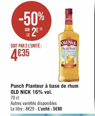 punch planteur à base de rhum old nick 16% vol.