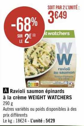ravioli saumon épinards à la crème weight watchers