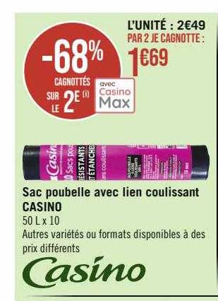 sac poubelle avec lien coulissant casino