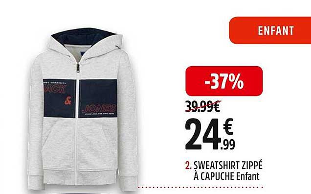 sweatshirt zippé à capuche enfant jack & jones