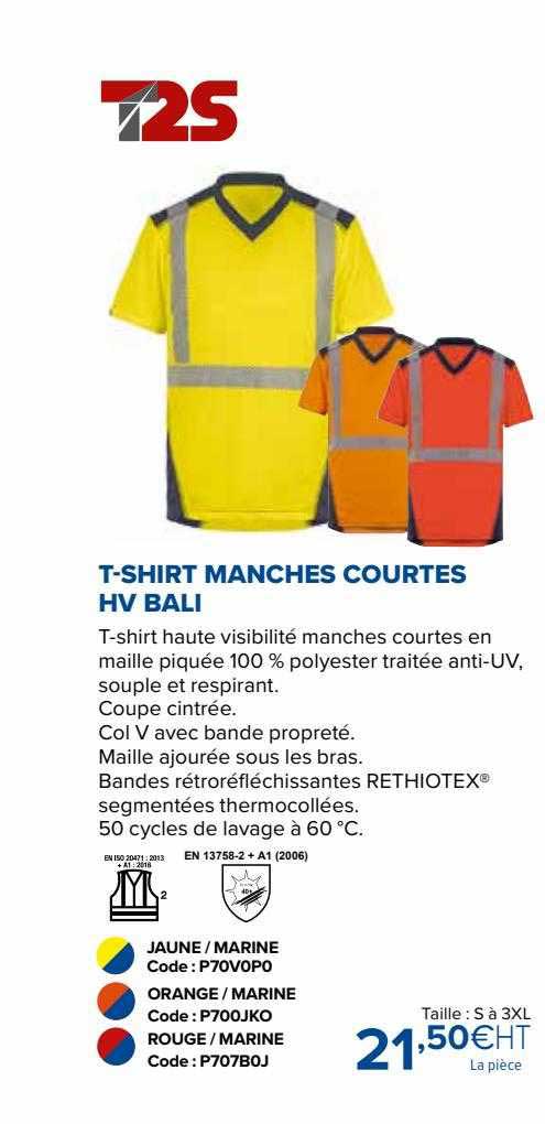 t-shirt manches courtes hv bali